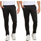 Kit 2 Calças FMF de Sarja Chino Com Bolso Traseiro Embutido Alfaiataria Skinny Preto