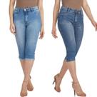 Kit 2 Calças HNO Jeans Capri Cintura Alta Azul e Azul Claro
