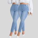 KIT 2 Calças Jeans Feminina Plus Size Skinny com Lycra