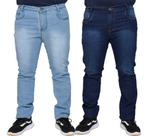 Kit 2 Calças Jeans Masculina Lycra Slim 100% Algodão Premium Elastano Plus Kit 2 Calças Jeans Masculina Lycra Slim 100% Algodão Premium Elastano Plus