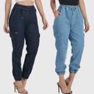 Kit 2 Calças Jogger HNO Jeans com Bolso Lateral Azul Claro e Azul Marinho