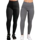 Kit 2 Calças Legging Feminina Suplex, sem transparência, cós alto, confortavél, Calça Academia Preta e Cinza