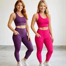 KIT 2 CALÇAS Legging LISA com BOLSO Leg Fitness Academia Corrida Cintura Alta 1058