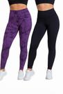 Kit 2 Calças Legging Marmorizada + Preta Básica Academia