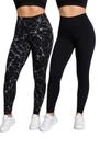 Kit 2 Calças Legging Marmorizada + Preta Básica Academia