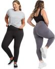 Kit 2 Calças Legging Plus Size Reforçada Academia Fit veste do 46 ao 52