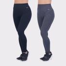 Kit 2 Calças Legging Selene Feminina Cinza Escuro e Preta Kit 2 Calças Legging Selene Feminina Cinza Escuro e Preta
