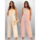 Kit 2 Calças Pantalona Duna Cintura Alta Folgadinha Primavera Verão P ao EXG Plus Size