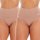 Kit 2 Calcinha Cinta Fristyle Microfibra Bege Cós Alto Modeladora