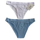 Kit 2 Calcinhas Biquíni Sem Costura Branco e Azul Basic+ Conforto Diário