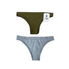 Kit 2 Calcinhas Clássicas Slim Verde Oliva e Cinza Mescla Basic+ Conforto Diário