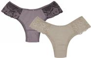 Kit 2 calcinhas em cotton com renda larga na lateral