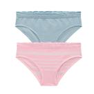 Kit 2 Calcinhas Kyly Infantil Juvenil Menina em Microfibra Tamanho:PCor:Rosa/Verde