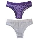Kit 2 Calcinhas Renda Estampa Coração Lavendula e Lisa Branco P - Basic+
