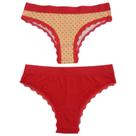 Kit 2 Calcinhas Renda Estampa Poá e Lisa Vermelho GG - Basic+