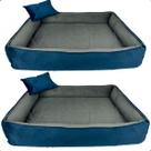 Kit 2 Cama para Cachorro Caminha Pet Travesseiro Scott Veludo Cinza/Azul - ARKELL