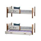 Kit 2 Camas Infantil Solteiro Star com 1 Cama Auxiliar - Branco/mel - Divaloto Móveis