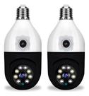 KIt 2 Câmera Lâmpada Fullhd Wifi Com Visao Dupla E Noturna Sem Fio Facil Instalação