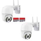 Kit 2 Camera PTZ Externa Ip Dome Wifi Full Hd + 2 Cartão 128GB