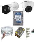 Kit 2 Câmeras Segurança VHC 1120B Hd 720 bullet Intelbras + cabos conectores C/Hd 250GB