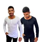 Kit 2 Camisa Henley Masculina Slim Manga Longa 100% Algodão Linha Premium Gola Portuguesa Fio 30.1 Kit 2 Camisa Henley Masculina Slim Manga Longa 100% Algodão Linha Premium Gola Portuguesa Fio 30.1