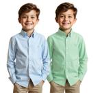 Kit 2 Camisa Social Infantil Manga Longa Menino