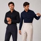 Kit 2 Camisa Social Masculina Manga Longa Slim Tecnologica Não Amassa e Estica Elegante Para Trabalh