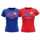 Kit 2 Camisas Bahia Casual Algodão Premium - Feminino Tamanho:GGCor:Azil/Vermelho