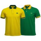 Kit 2 Camisas Brasil Polo Piquet Bordado - Masculino Tamanho:PCor:Amarelo/Verde
