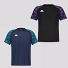 Kit 2 Camisas Kappa Raglany Juvenil Preta e Marinho