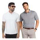 Kit 2 Camisas Polo Masculina Poliamida Premium Cinza e Branco Tamanho:G1