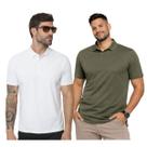 Kit 2 Camisas Polo Masculina Poliamida Premium Preto e Branco Tamanho:GGCor:Branco