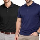 Kit 2 Camisas Polo Masculina Poliamida Premium Preto e Marinho Cor:PretoTamanho:G