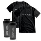 Kit 2 Camiseta Dry Fit Esporte Treino + 2 Coqueteleira 600ml