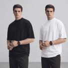 Kit 2 Camiseta Oversized Camisa Masculina Gola Alta Lisa Basic Streetwear Trap Hip Hop Kit 2 Camiseta Oversized Camisa Masculina Gola Alta Lisa Basic Streetwear Trap Hip Hop