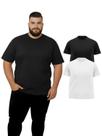 Kit 2 Camiseta Plus Size Masculina 100% Poliéster- P/B