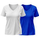 Kit 2 Camisetas Feminina Dry Fit Básica Lisa Proteção Solar UV Térmica Blusa Academia Esporte Camisa