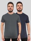 Kit 2 Camisetas Masculinas Básicas 100% Algodão ConfortávelLinhaPremium Azul Marinho e Cinza