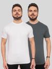 Kit 2 Camisetas Masculinas Básicas 100% Algodão ConfortávelLinhaPremium Branco e Cinza