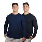 Kit 2 Camisetas Masculinas Manga Longa Slim Algodão 30.1 TRV