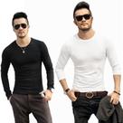 Kit 2 Camisetas Masculinas Slim Fit Justa Manga Longa