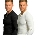 Kit 2 Camisetas Polo Masculina Canelada Manga Longa com Zíper Kit 2 Camisetas Polo Masculina Canelada Manga Longa com Zíper