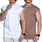 Kit 2 Camisetas Regata Oversized Masculina Lisa Camiseta Streetwear 100% Algodão