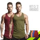 KIT 2 Camisetas REGATAS MASCULINAS ALGODÃO Slim Fit Academia Fitness Corrida 726