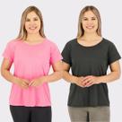 Kit 2 Camisetas Selene Dryfit Básica Feminina Rosa e Preta