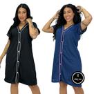 Kit 2 Camisola Amamentação Americana Pós Cirúrgica com Botões - C8 KIT 2 ELIANA PRETO E MARINHO