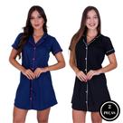 Kit 2 Camisola Americana Botões Amamentação Blogueira- c12 KIT 2 CAMISOLA BLOGUEIRA PRETO MARINHO