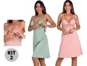 Kit 2 Camisola Maternidade Amamentação Gestante Pós Parto Kit 2 Camisola Maternidade Amamentação Gestante Pós Parto