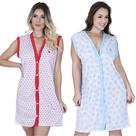 Kit 2 Camisola Sem Manga E Aberta De Botão Amamentação Gestante Idosa E Para Pós Cirurgia