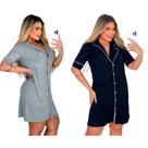 Kit 2 Camisolas Feminina com Botões Pijama Pós Cirúrgico